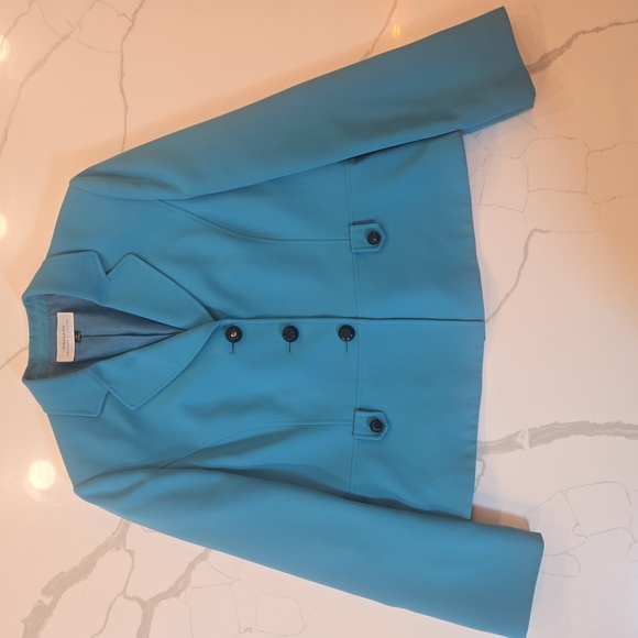 Tahari Womens Green Blue Peplum Blazer Jacket Size 14 - Picture 5 of 8